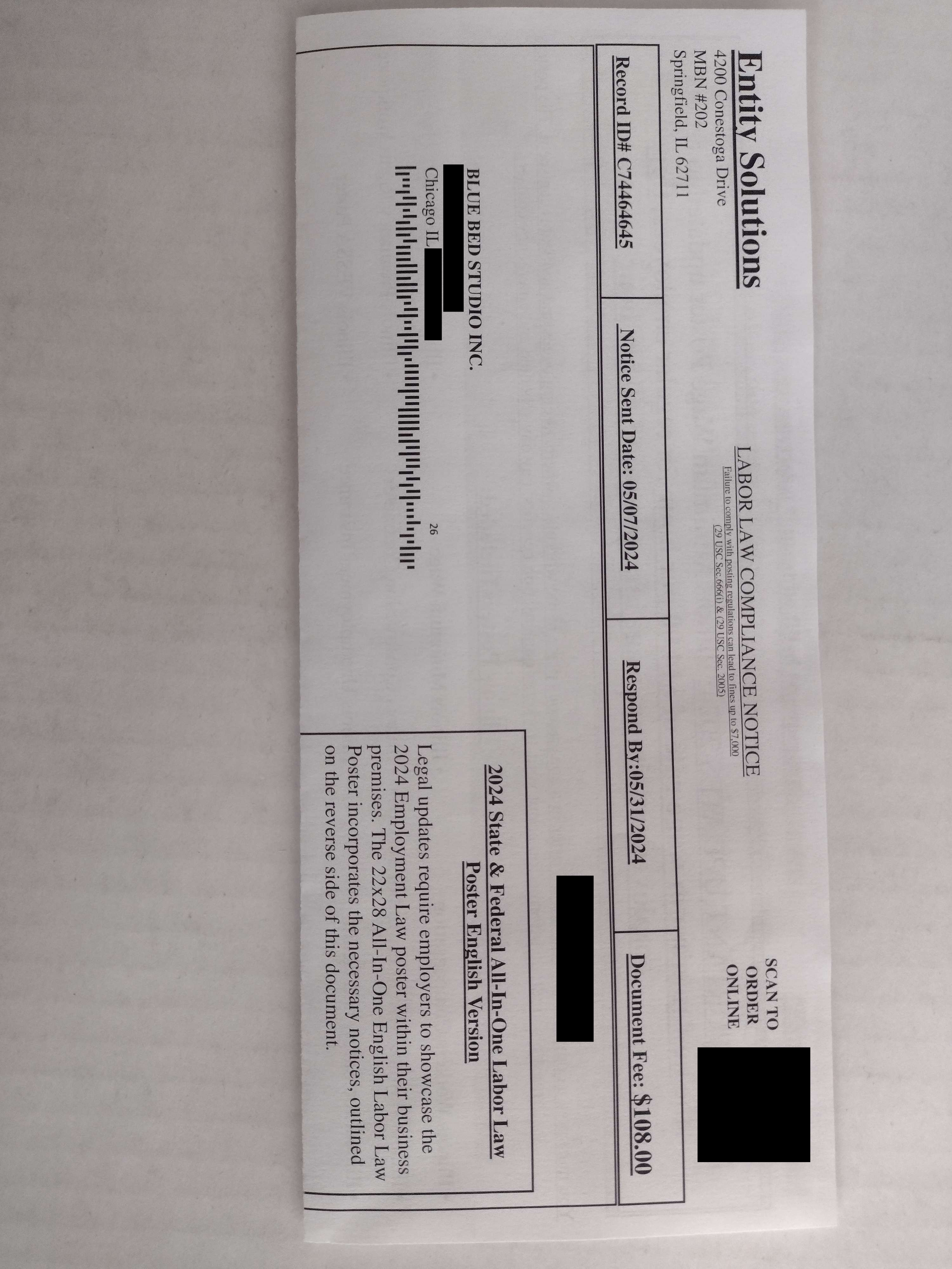mail from an organization that noticed I incorporated a company